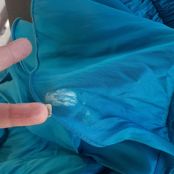 Alyce Designs AQUA Ruche Bodice Strapless Mermaid Dress Maxi Gown Slit Ruffles 4 - Picture 8 of 17